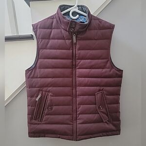 TED BAKER London Burgundy Dylan Trim Fit Quilted Down Sleeveless Vest 3 = M